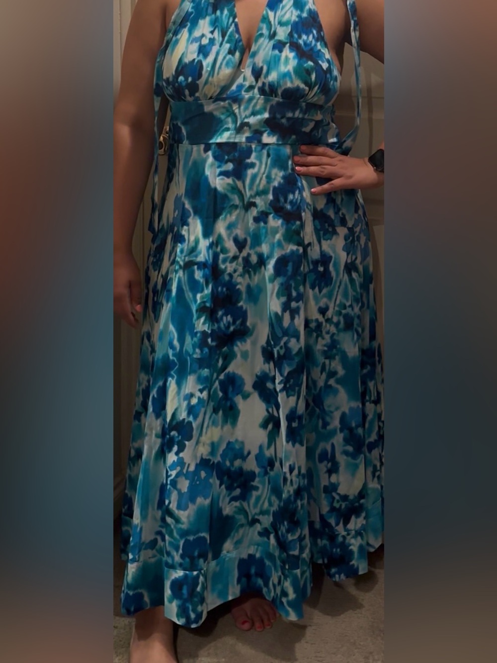 DKNY Size 16Blue Floral Maxi Dress